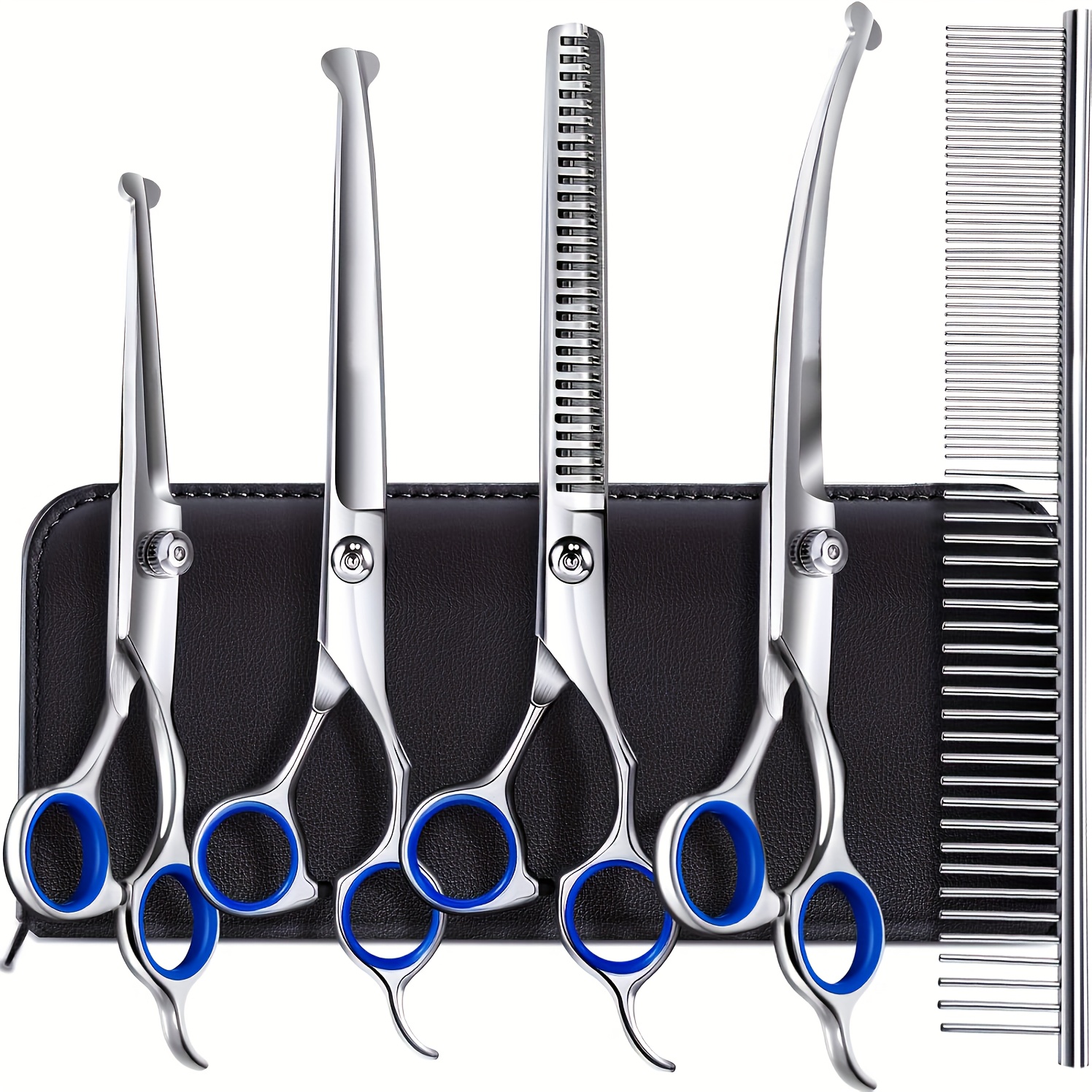 TEMU Professional 6pcs Stainless Steel Pet Grooming Tool Set, Trimming Tools For Dogs, Cats And Other Animals