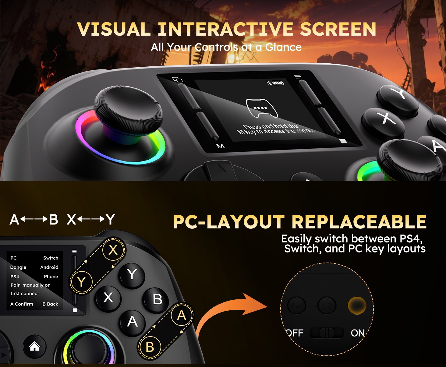 interactive wireless gaming controller touchscreen