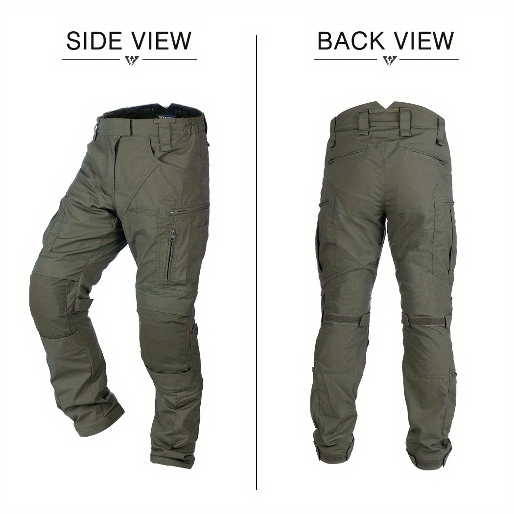 IDOGEAR Men's Tactical Combat Pants with Hidden Knee Pads - Camo Ripstop Outdoor Trousers, Multi-Pocket Design, Elastic Waist & 50% Blend for Hunting, Fishing, Airsoft (S-XXL), Airsoft Gear, Rugged Design, Flexible Comfort