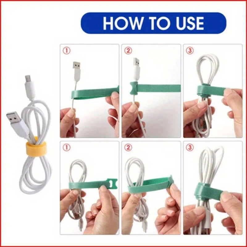 15pcs Multi-Color Nylon Hook & Loop Cable Ties