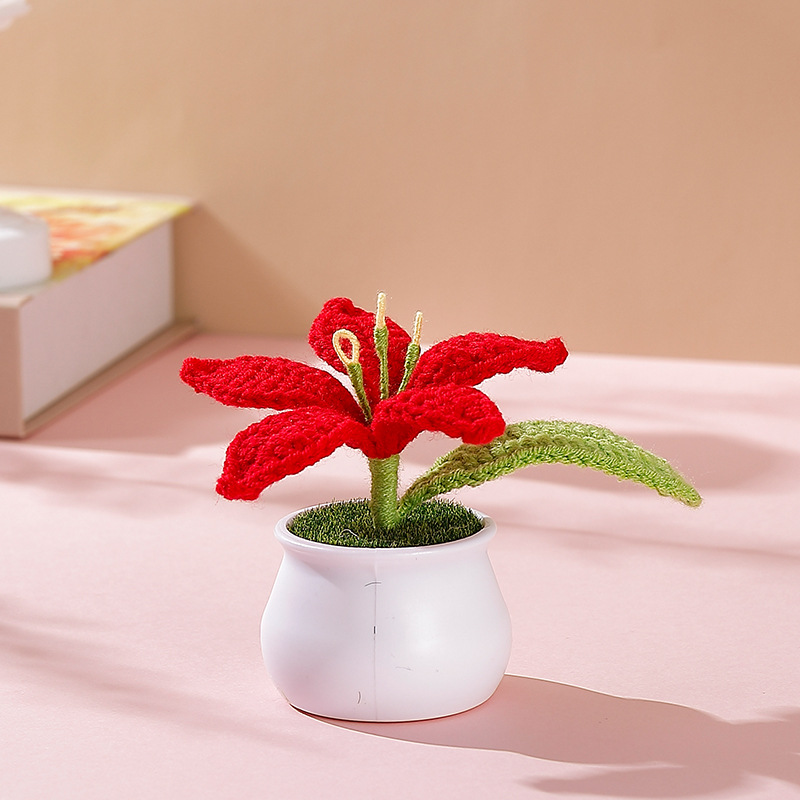 TEMU Lis en pot main, fleurs artisanales en faux fil, parfaites pour d'anniversaire, de Saint-Valentin et les arrangements de tulipes
