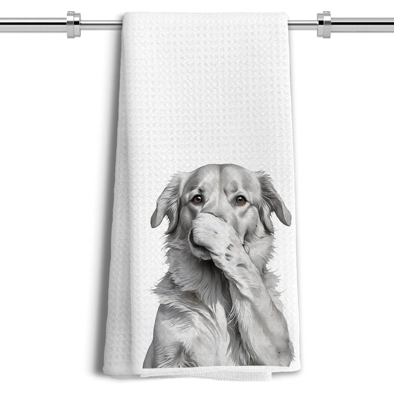 

1pc Golden Retriever Cartoon Hand Towel, 18x26 Inch, Super Soft Polyester, , Machine Washable, Woven Oblong Towel For Bathroom, Ideal Gift For Dog Lovers