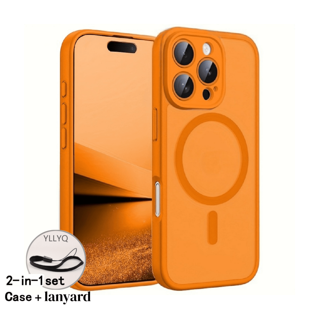 Phone Case - 2pcs (1 Phone Case + 1 Lanyard) Luxurious Matte Magnetic Acrylic Anti Drop Phone Case Suitable for Iphone Air for Iphone 17 16 15 14 13 12 11 Pro Max 16 15 14 Plus Wireless Charging Lens Protection Fashionable Phone Protective Case