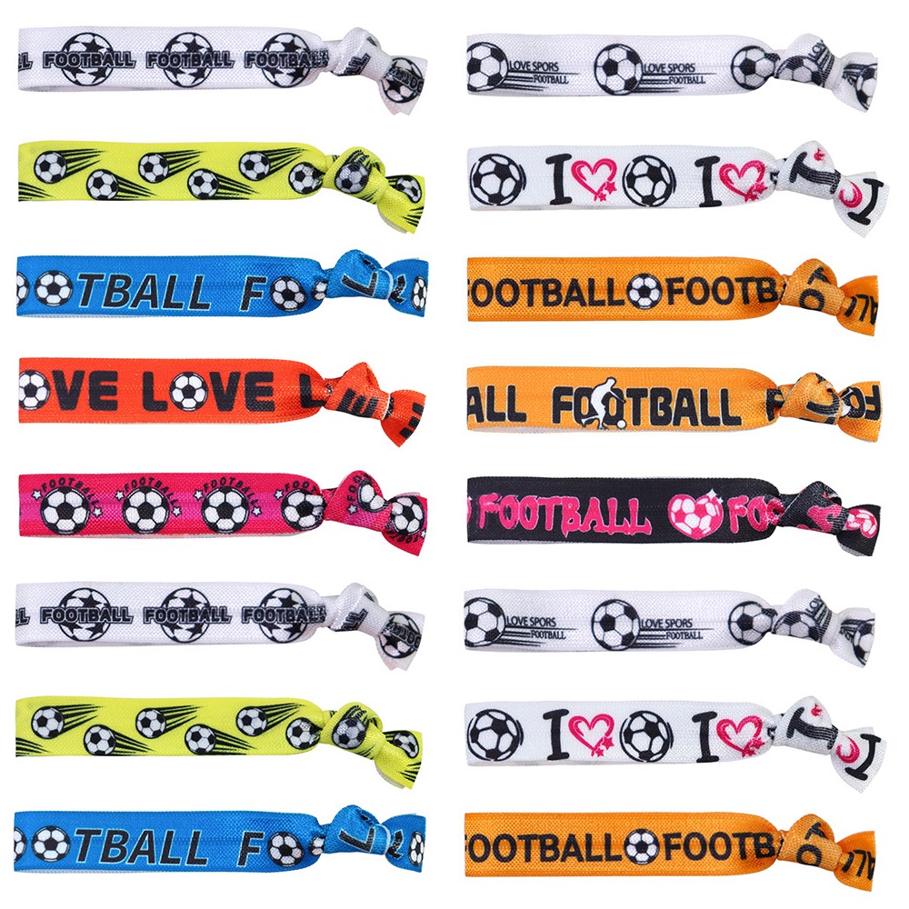 18pcs Football Bracelets Or Hair Ties Hair Accessories Ponytail Holders Bracelets Ribbon Football Gifts For Team Women Men Player Squad