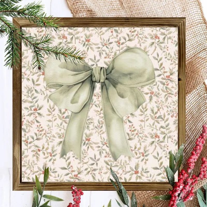 TEMU 2d Flat, 2d Print 1pc Wood Frame Wood Wall Decoration, , Floral Vine Background, Watercolor Hand-painted Style, Wall Art 8x8 Inch Print, Printed