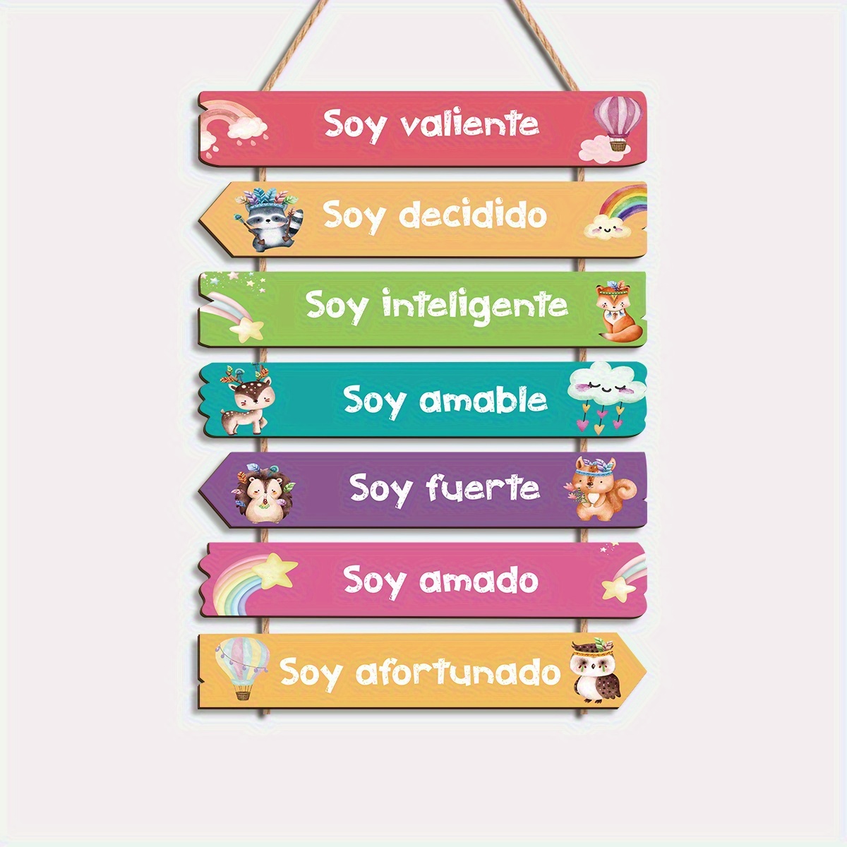 TEMU Decoración de pared de madera española 2D , 1 pieza - Frases de energía en español (, Sabiduría, Determinación, ), Frases suaves en español -