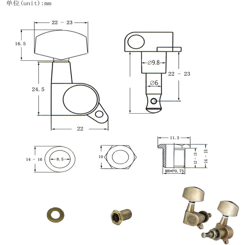 6pcs 101.44oz+3R Guitar Machine Heads Guitar String Tuning Pegs Machine Head Tuners for electric guitar tuner Acoustic Guitar for replacement and upgrad (Bronze color),  Guitar Upgrade Parts, Guitar String Tuners, Bronze Guitar Hardware, Classic Gear