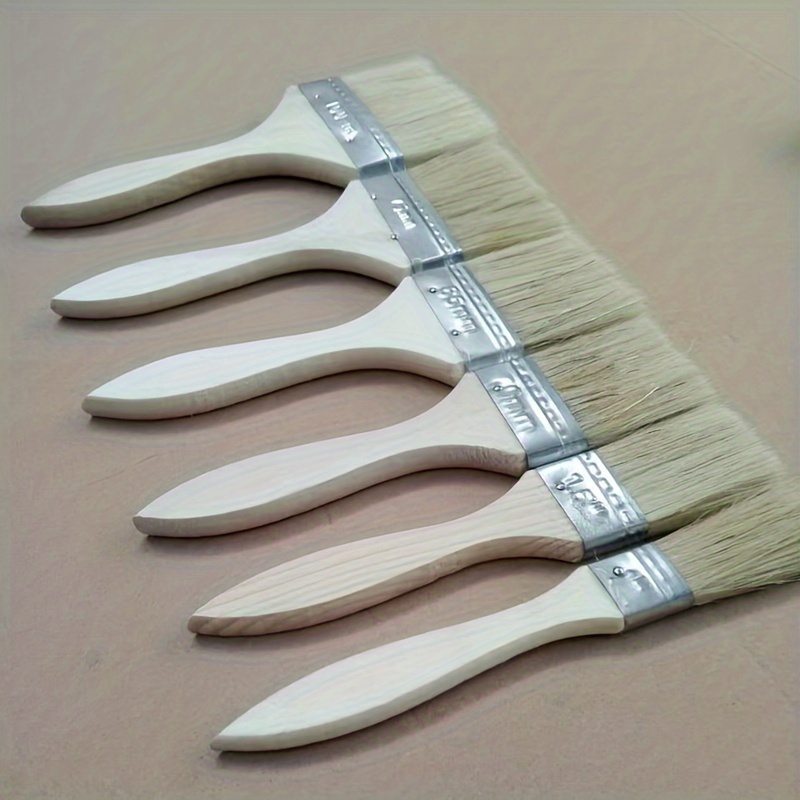 Image of 5pcs Wooden Handle Paint Brushes, Cleaning Duster Brush, Bbq Brush, Household Long Hair Brush, Painting Supplies, Painting Tools