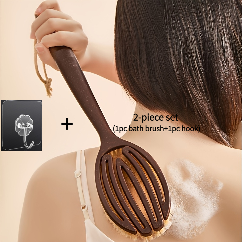 2pcs Silicone Long-Handle Bath Brush Set with Hook