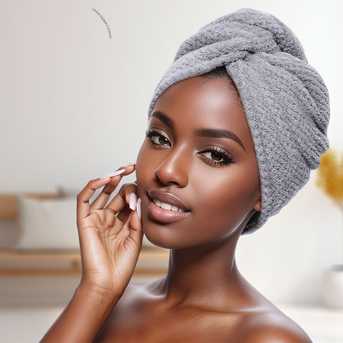 TEMU 1/2 Piece Microfiber Hair Towel, 300gsm -dry Hair Bonnet, Simple Pineapple Check Solid Color Hair Towel For Bathroom, Super Absorbent Hair Wrap