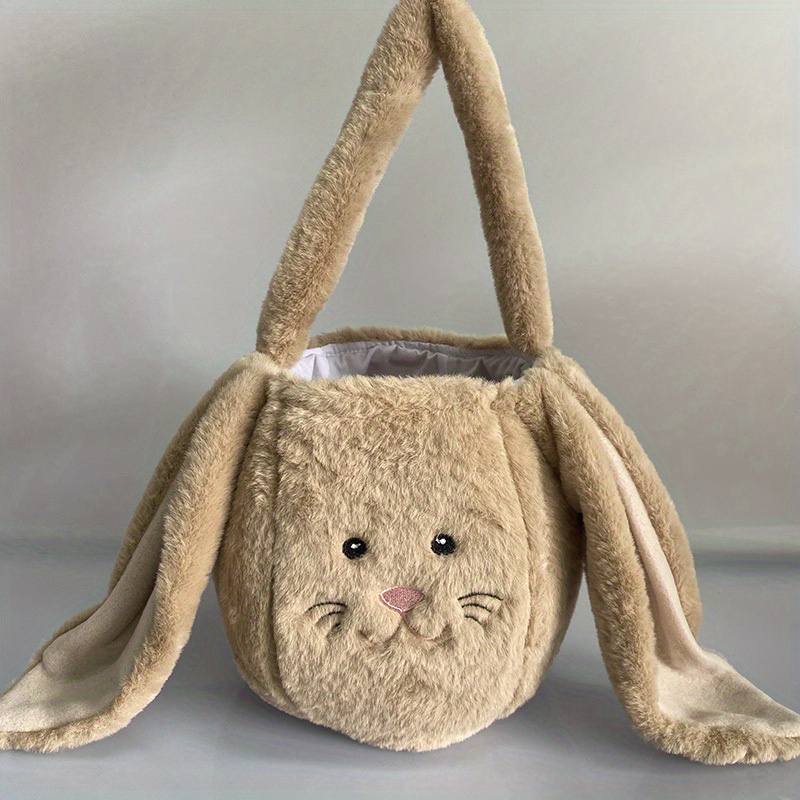 Soft Easter Bunny Baskets, Bunny Buckets With Extended Plush Ears, Egg Hunt Gift Bags For Children, Easter Tote Bags For Treats And Decorations