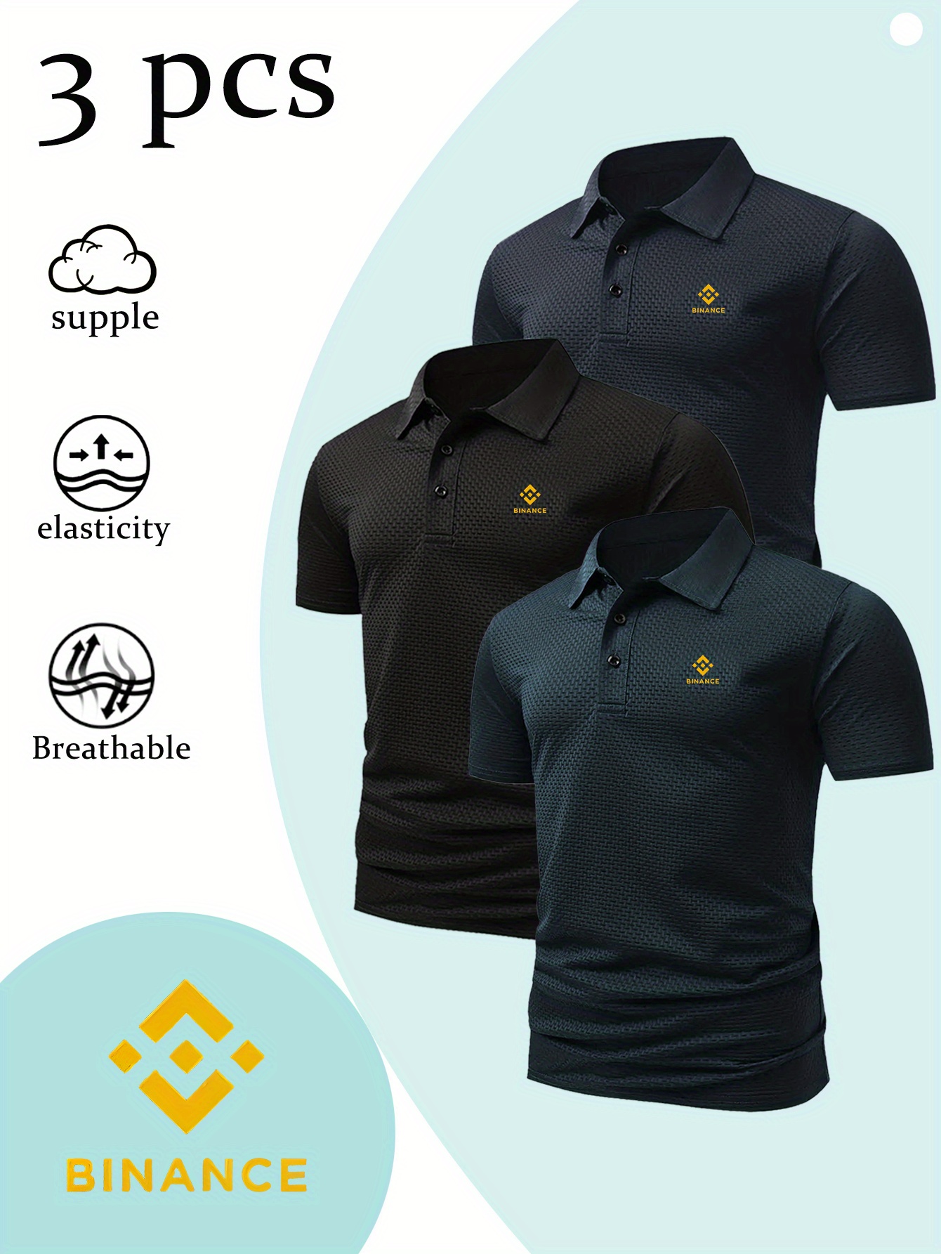 3pcs Men s Summer Shirts - Golf Tees with Comfortable, Breathable Fabric &   Print Design -   Business Casual Outdoor Sports - Ideal Gift for Men,  , Classic Collar, Stylish Tee, Durable Construction, Soft Texture, Short Sleeve Shirt, Multipack  