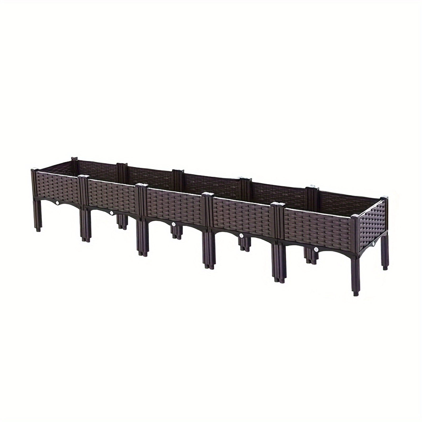Image of 5- Tier Raised Brown Garden Planter For Vegetable Growing Outdoor Rooftop Rectangular Vegetable Planter Box Rectangular Vegetable Growing Container