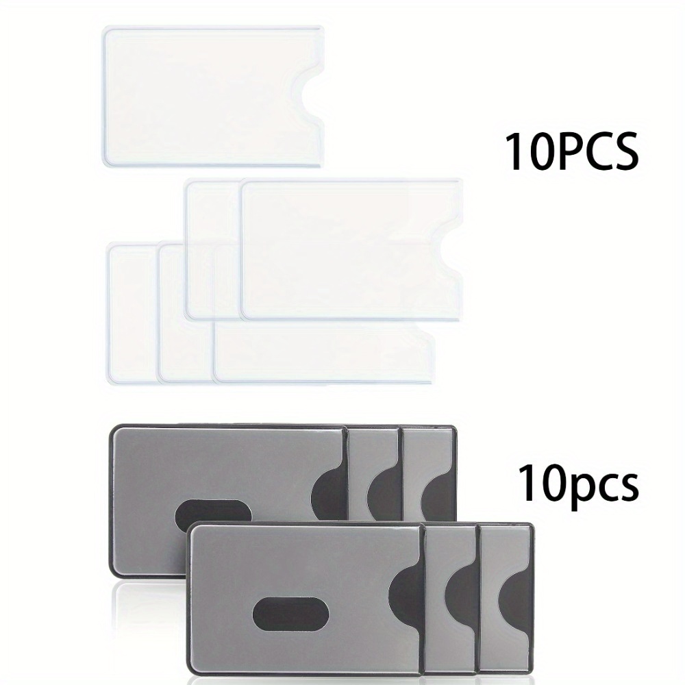 Image of 20pcs Walltrust Rfid Blocking Card Sleeves, Anti-magnetic Hard Transparent Credit Card/id Card Protector, Nfc Anti-theft Bank Card Protector, 10 With Holes + 10 Without Holes