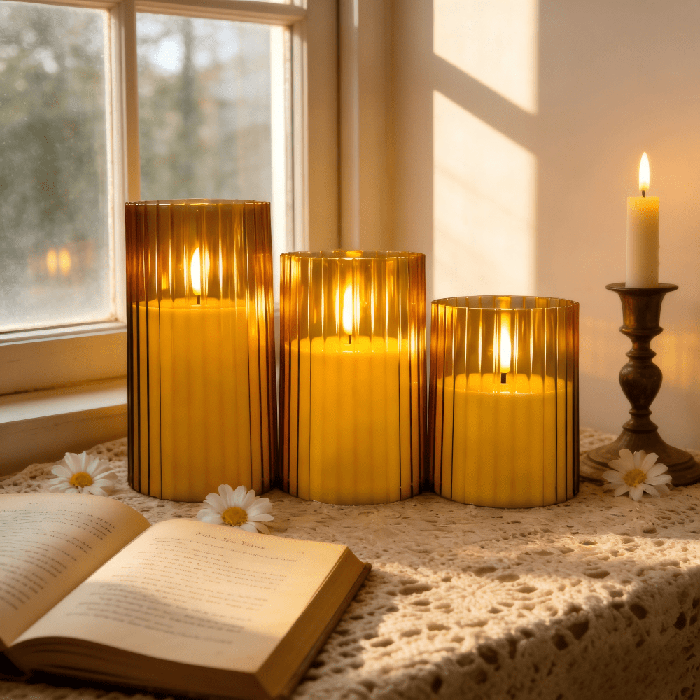 TEMU 3 Led Pillar Candle Lights, Battery-powered (aaa Batteries Not Included), Perfect For Romantic DÃ©cor, Weddings, Christmas, Halloween, And Home