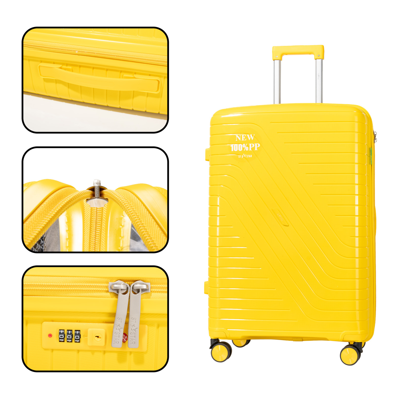 In 20, 24, 28-inch Pp Suitcases. 20-inch Is Carry-on Approved, 24&28-inch Are Sized. Boasting Exquisite Design, Great Durability, Smooth Wheels And Multi-functional Interior, Ideal For