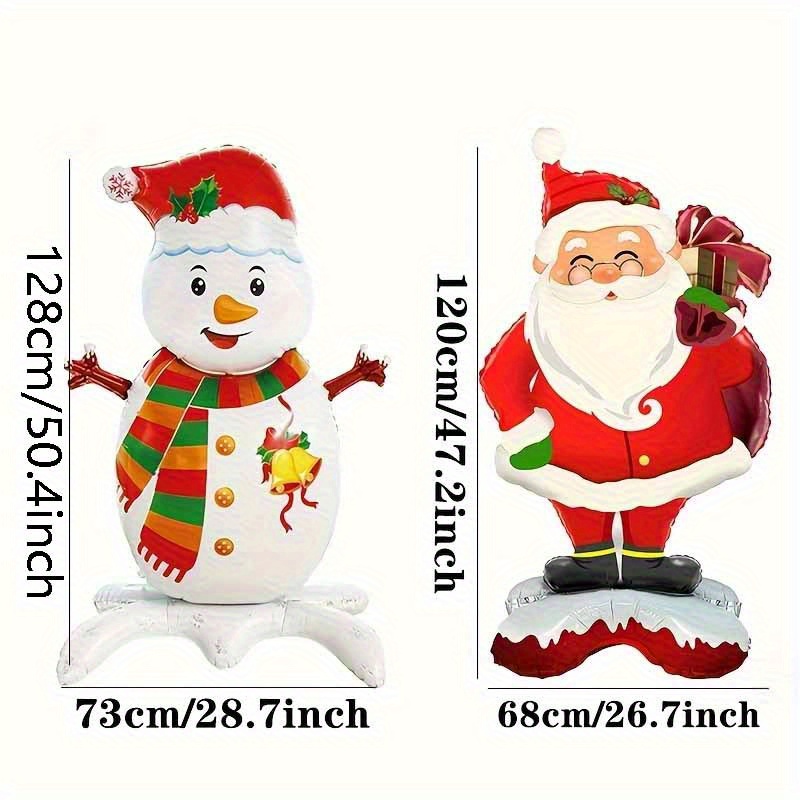 Image of 2pcs Christmas Standing 3d Balloons, 50-inch Snowman, 47-inch Santa Claus Foil Balloons For Indoor And Outdoor Themed Party And Festival Atmosphere Decoration, For Halloween