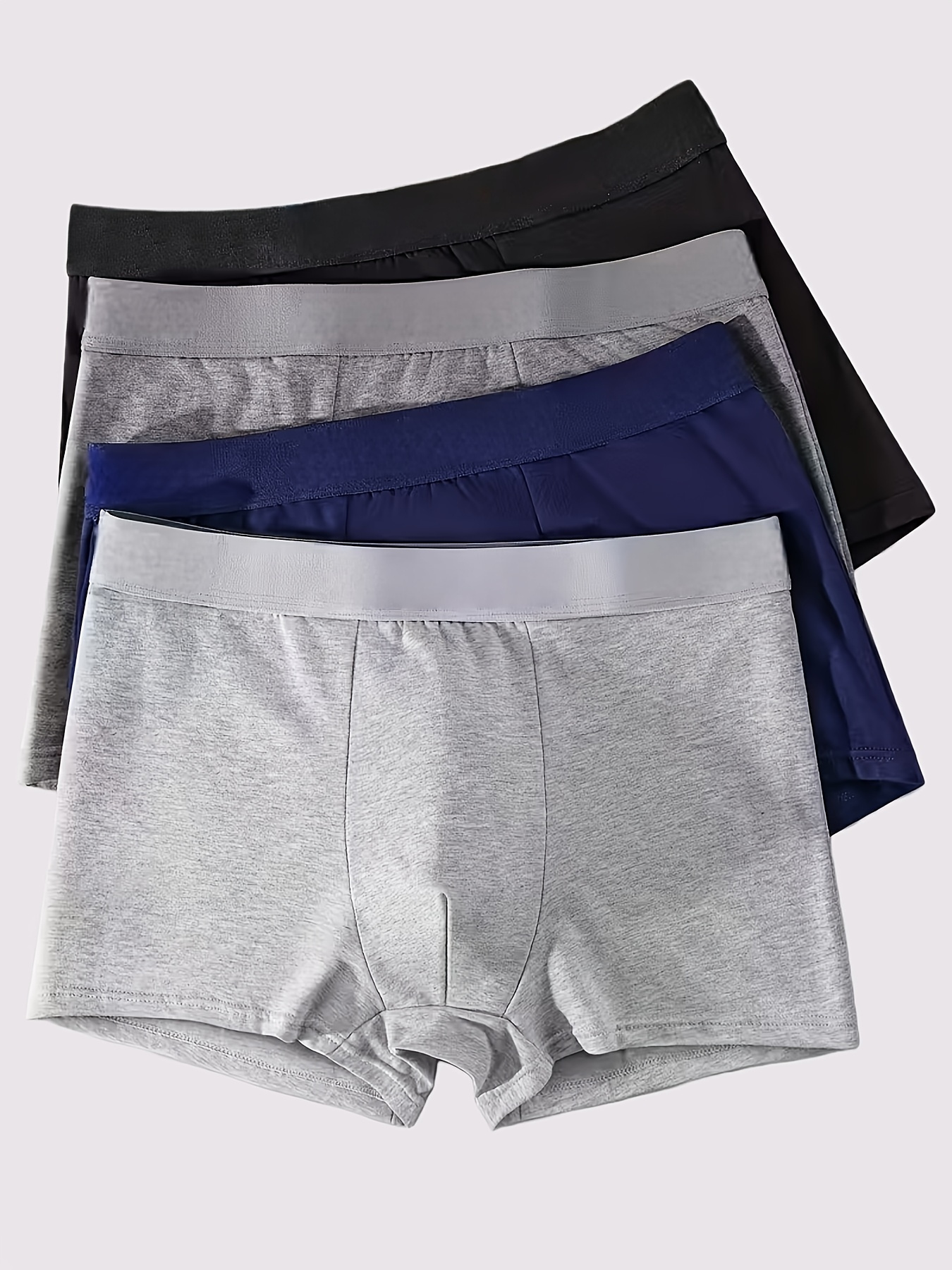4 pc matching mens light luxury solid color easy boxer briefs soft  able breathable   suitable for   outdoor sports and daily wear