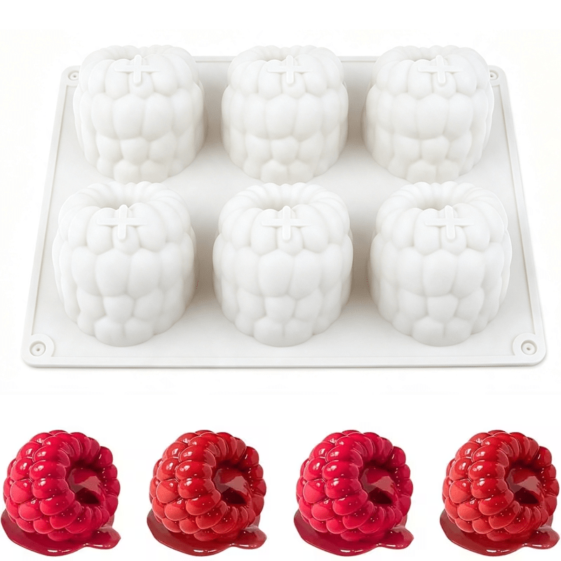 TEMU 1pc Large Cake Mold Silicone Mold Baking 3d Raspberry Pudding Cake Silicone Mold Dessert Chocolate Mold Fruit Cake Decoration Tool Baking Mold