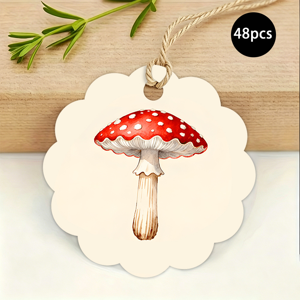 TEMU 48pcs Craft-themed Lace- Round Tags With A Watercolor Red , Suitable For Homemade Goods Labels, Gift Tags, Jar Packaging, Etc.