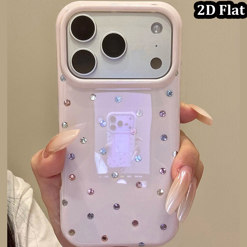 TEMU Phone Case - 2d Flat Chic Sweet Colorful Polka Dot Diamond Pattern Phone Case For Iphone 13 17 18 Pro Max, Plus, Mobile Accessory, , Stylish