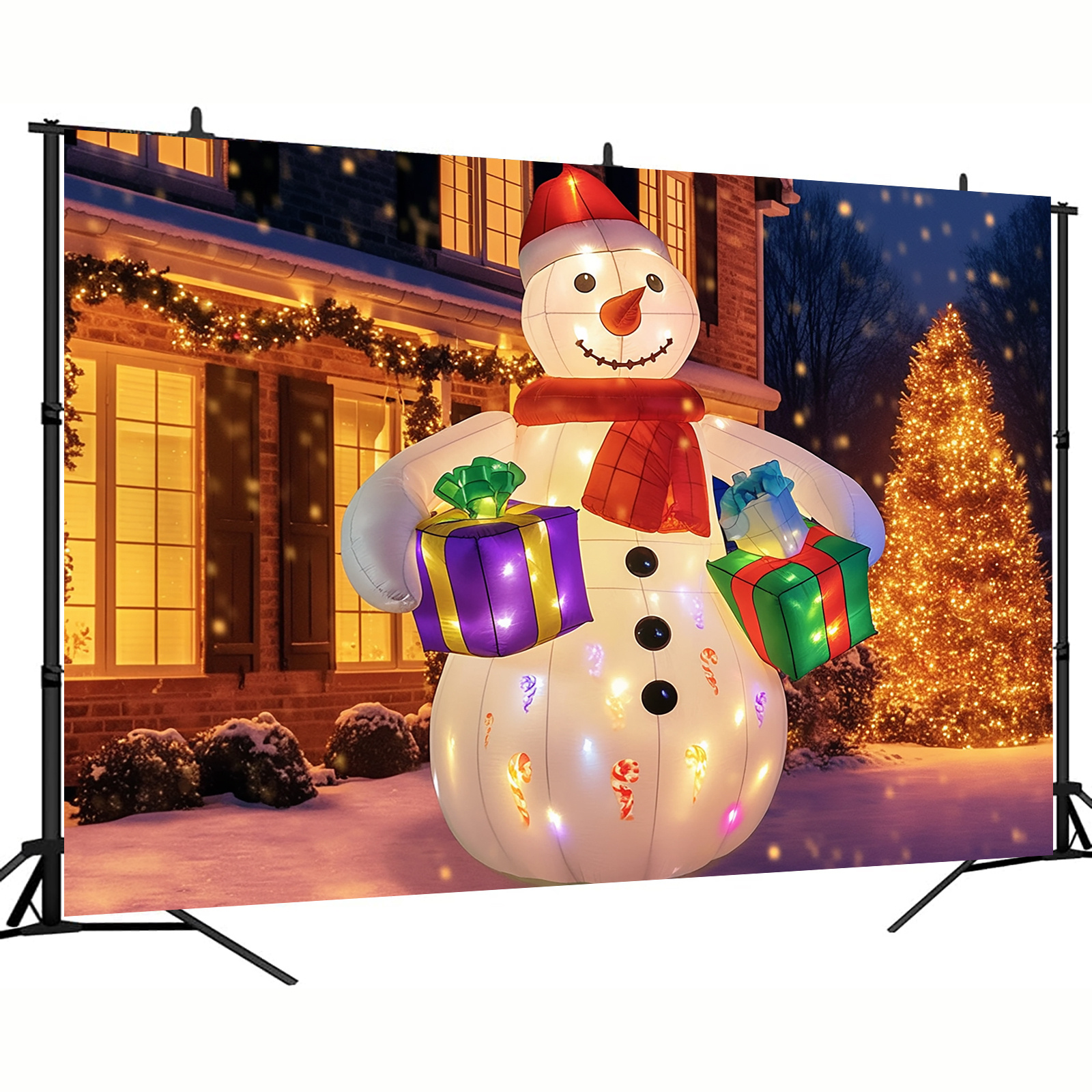 

Versatile Christmas Snowman Backdrop - Holiday Parties, Photo Booths & Cake Table Decorations, Polyester, Multiple Sizes