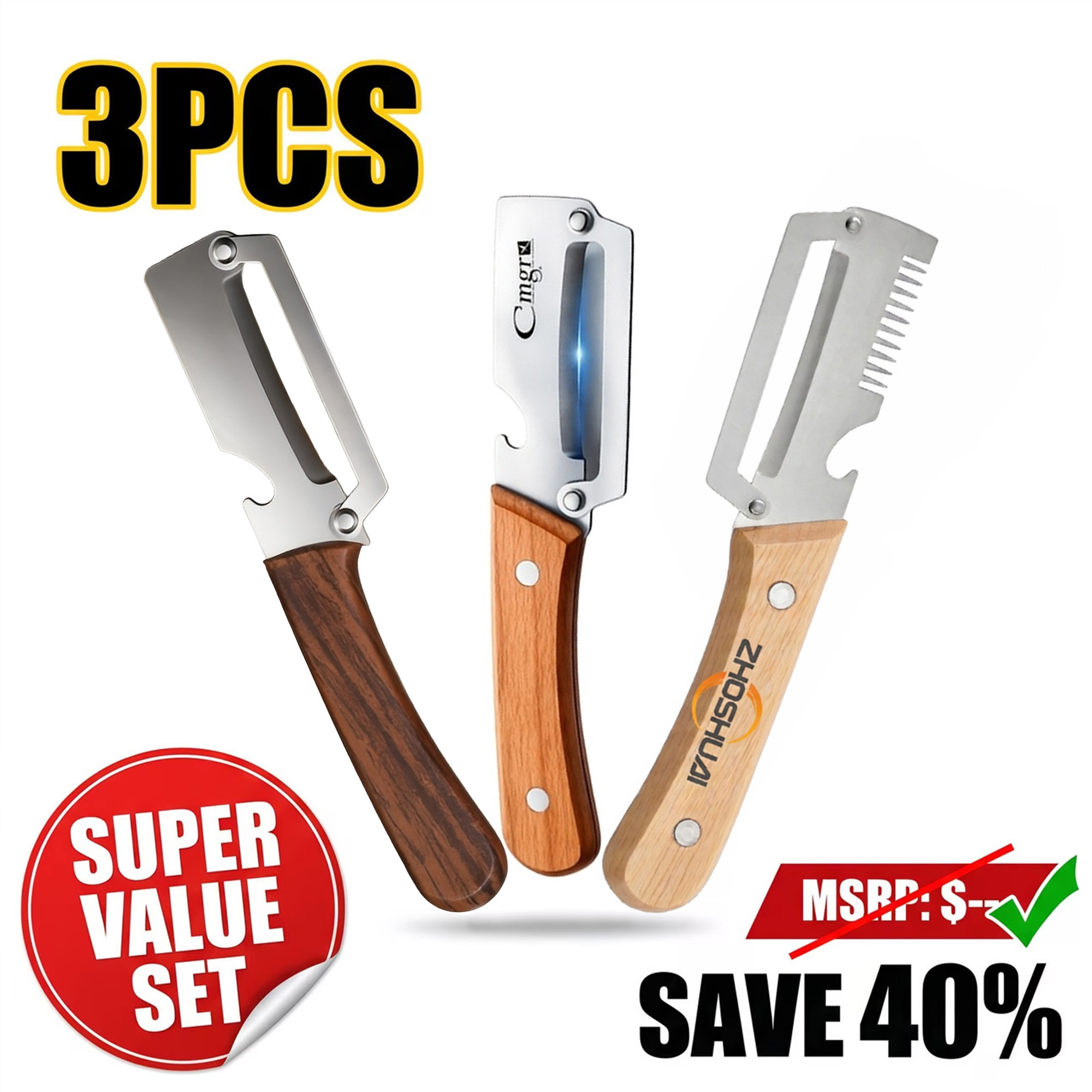 3pcs Vegetable Slicer And Fruit Peeler, Equipped With Stainless Steel And Bottle Openers, Multifunctional Kitchen Tools, , Suitable For Potatoes, , , And Pumpkins