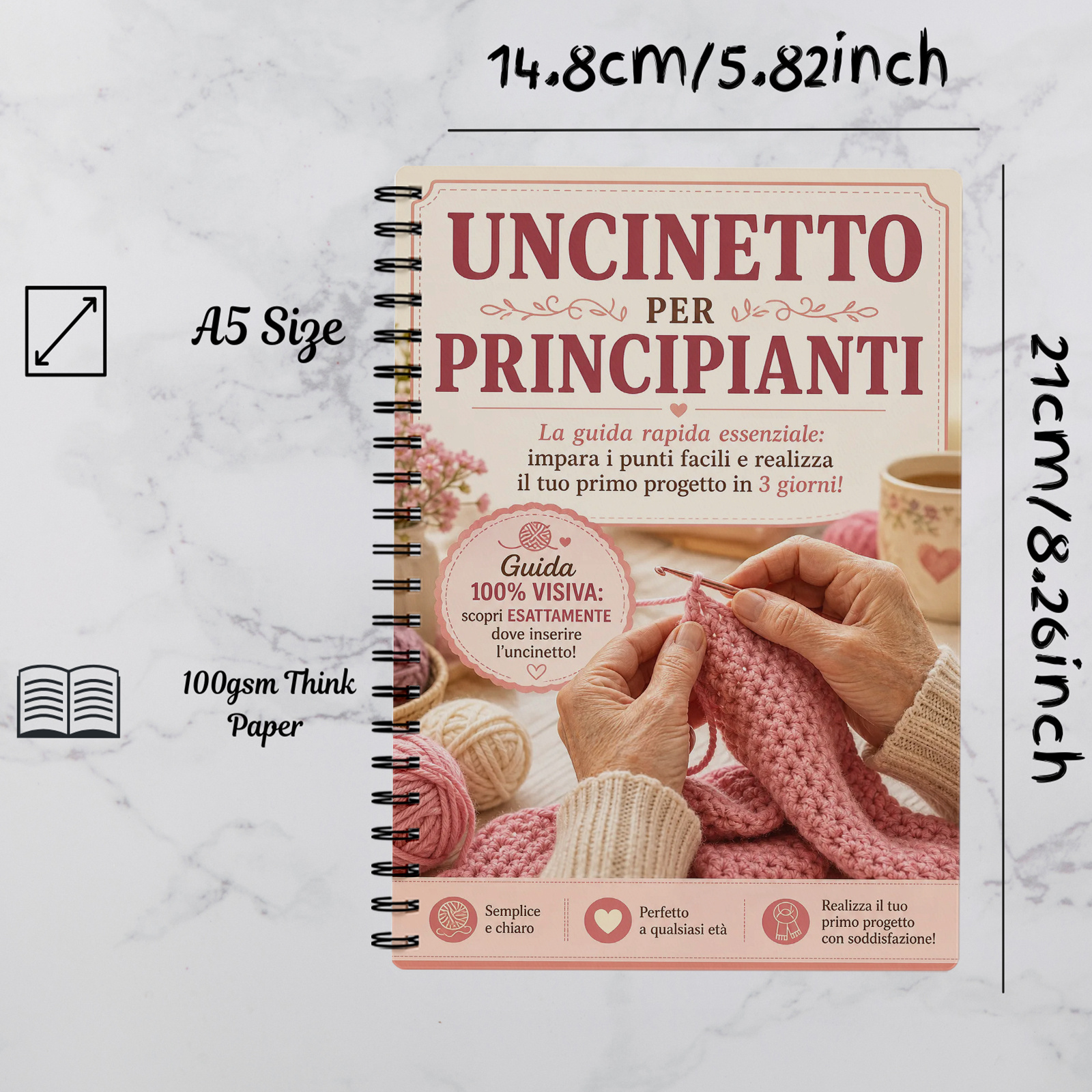 TEMU all'uncinetto italiana con tabella dei punti comuni e con righello orizzontale - a , per modelli all'uncinetto, artigiani del filato, amigurumi,