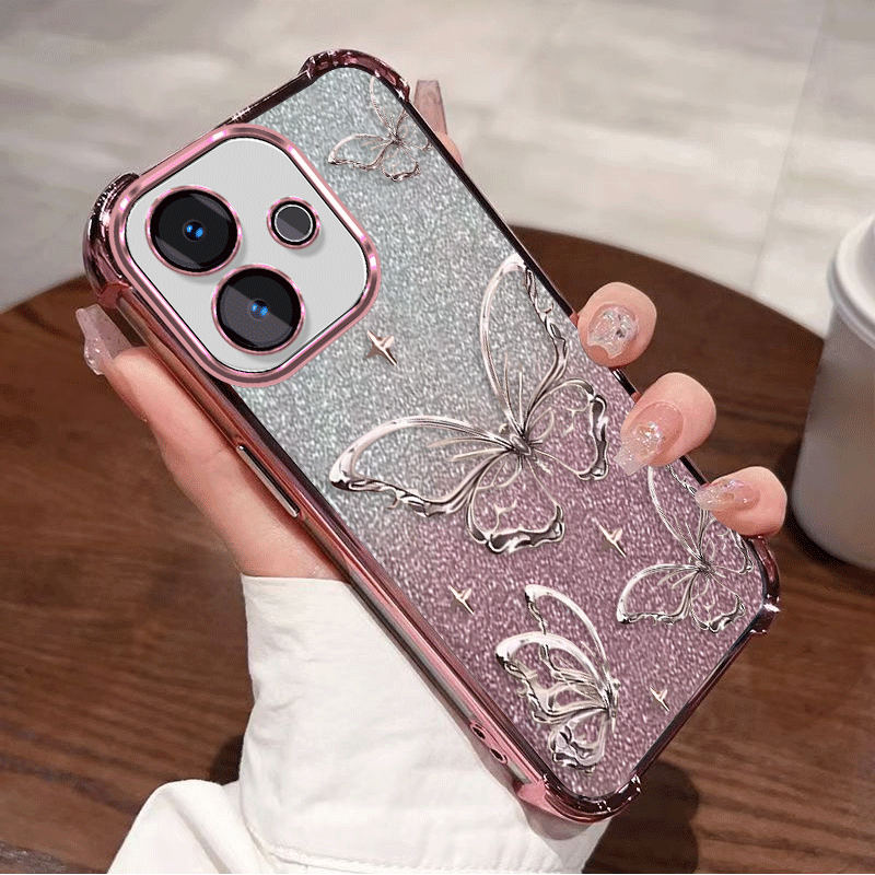 TEMU Phone Case: Glitter Plating Clear Protective Cover For Oppo A5 Pro 5g 4g Case Flxebile Tpu Four-corner Shockproof Pattern