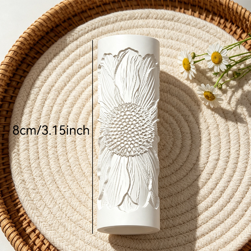 TEMU Sunflower Pattern Embossing Texture Roller, Plastic Polymer Material For Polymer Clay, Handmade Jewelry Craft Decoration For Crafters And
