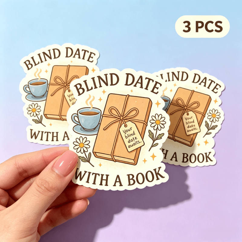 TEMU 3pcs With A Book Sticker Set | Coffee And Bookish Decals | Water Bottle Stickers, Fun Stickers, Cute Stickers, Laptop Stickers, Decals, Laptop