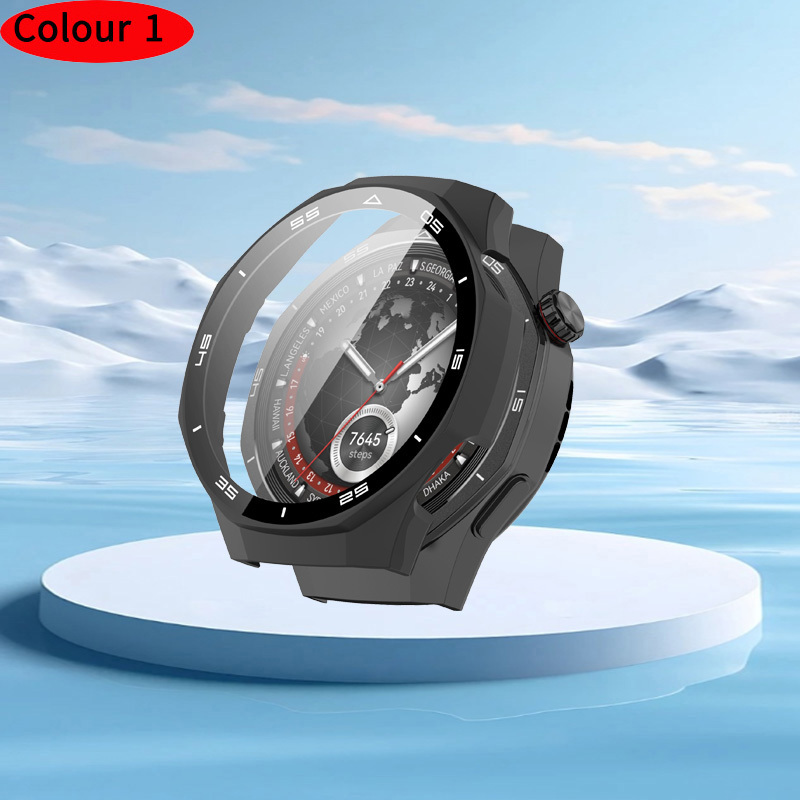 E-shop Passend für Huawei Watch GT5 46mm Uhrengehäuse, hartes PC + hochauflösendes gehärtetes Glas Dual-Layer integrierte Uhrabdeckung, kompatibel mit