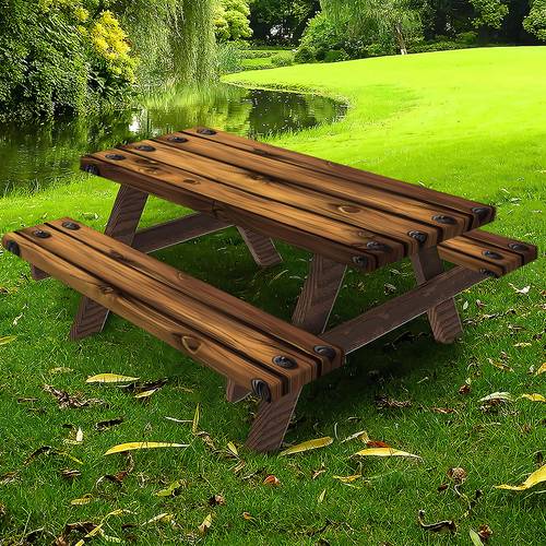 3 piezas cubierta de mesa de picnic de madera con fundas para bancos, tabla rústica vintage para camping , rectángulo, artículos esenciales para rv, manteles imprescindibles