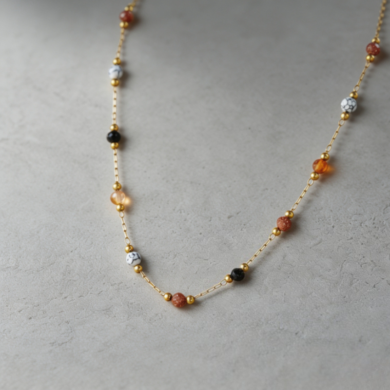 Retro Style 316L Stainless Steel Beaded Necklace