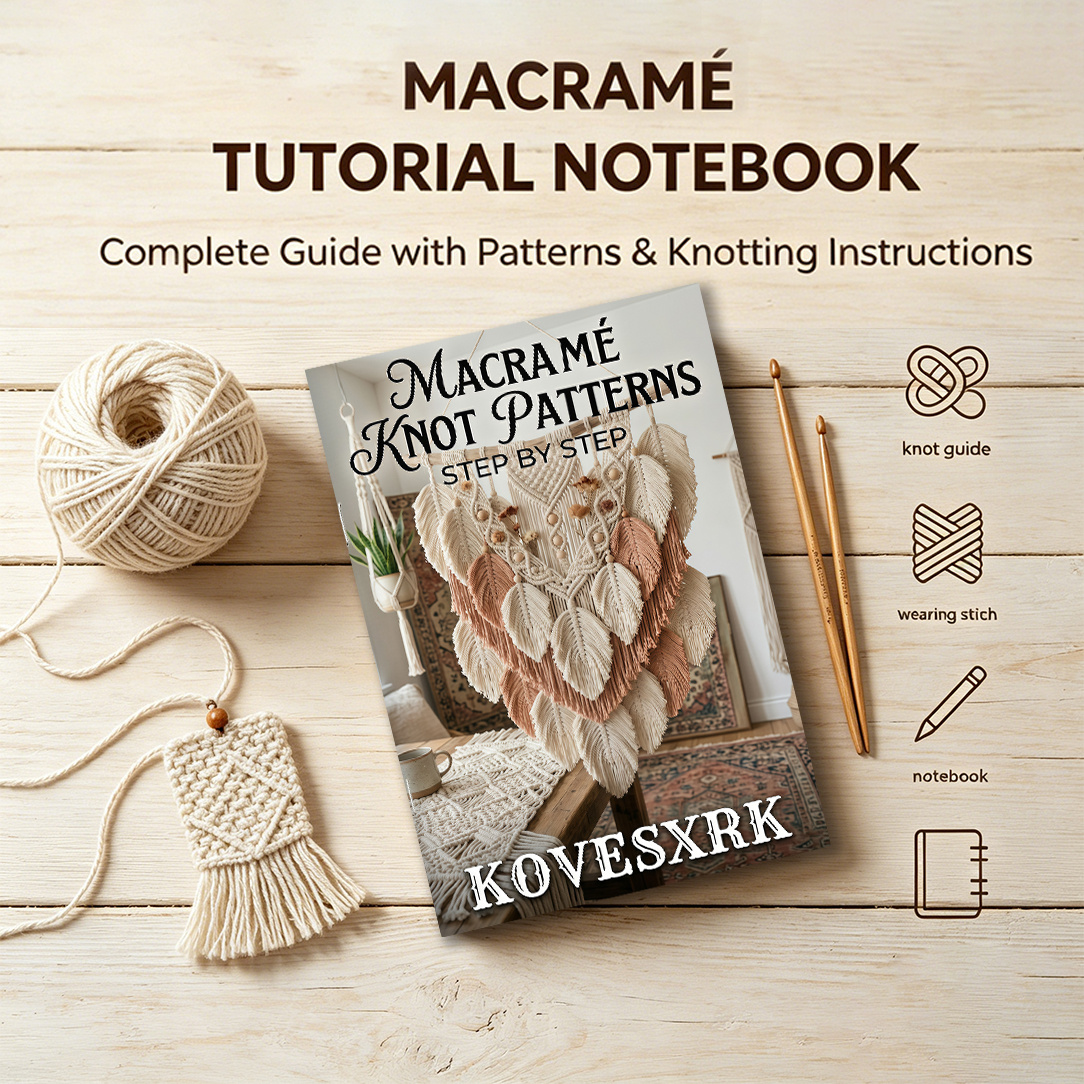 TEMU 1pc | Home Decoration Knot Manual: 32 Pages Log+ Illustration | Includes Popular Styles Such As Feather Wall Decoration/plant Hanging