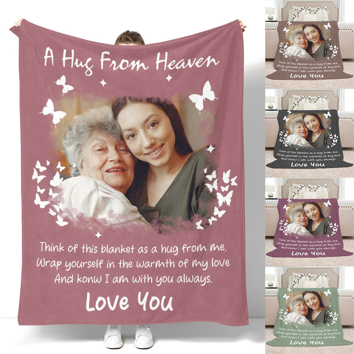 

1pc Blanket - Personalized "a Hug " - All Polyester Knitted - For Bereavement - - 250-300gsm