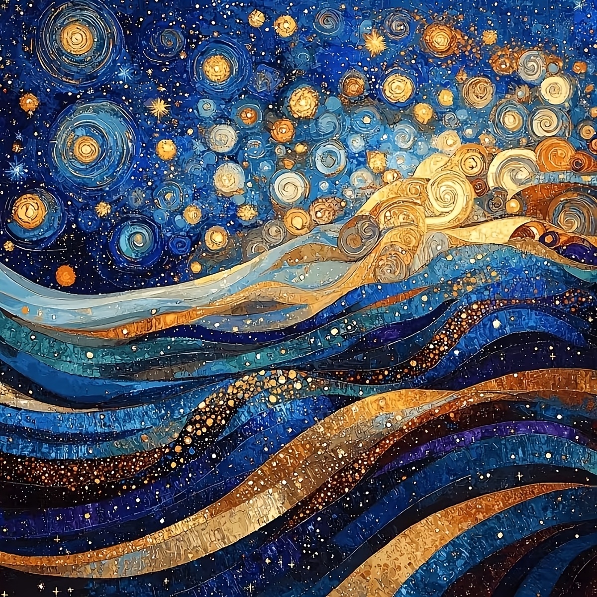 TEMU Creative Frameless Diy Van Gogh Starry Night Painting Set, 5d Mosaic Round Art Painting, Diy Painting Art Craft Wall Decoration, Artwork For
