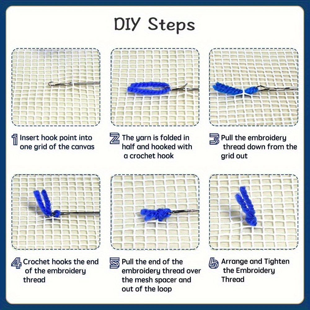 DIY Kits for Latch Hook Pillow Covers with Printed Patterns