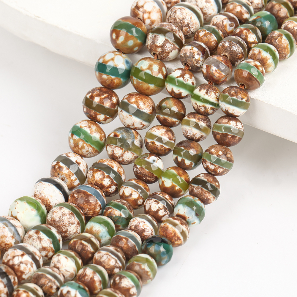 Assorted Green Coffee Agate Beads for Crafting Jewellery