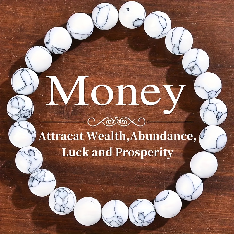 1pc 8mm White Turquoise Natural Stone Bracelet- Casual Elegant Unisex Accessory For Everyday And Party, Durable Design