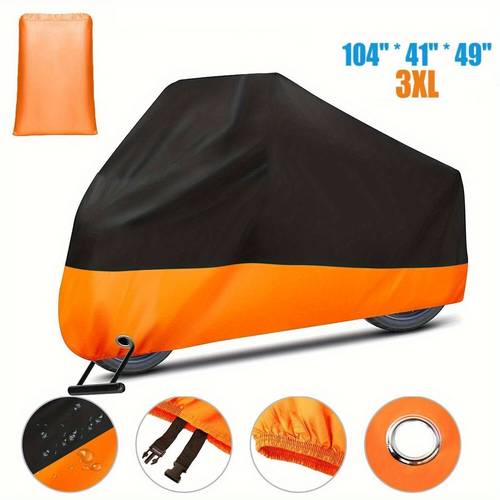 heavy duty 210d oxford motorcycle cover waterproof windproof uv reflective strips lock holes included fits most bikes motorcycle cover outdoor vehicle storage shield secure locking system tearproof material fabric shield motorcycle cover for outside motorcycle storage cover motorcycle cover outdoor heavy duty motorcycle cover motorcycle all weather cover motorcycle accessory motorcycle