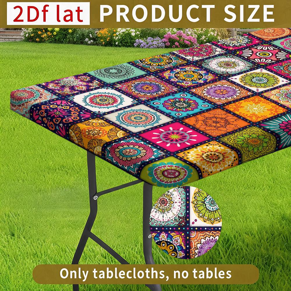 TEMU Tovaglia 1 pz Mandala Boh矇mien con Bordi a Fascia - Patchwork Adatta per Campeggio, Picnic, Copritavolo da Giardino, Tovaglia Rettangolare
