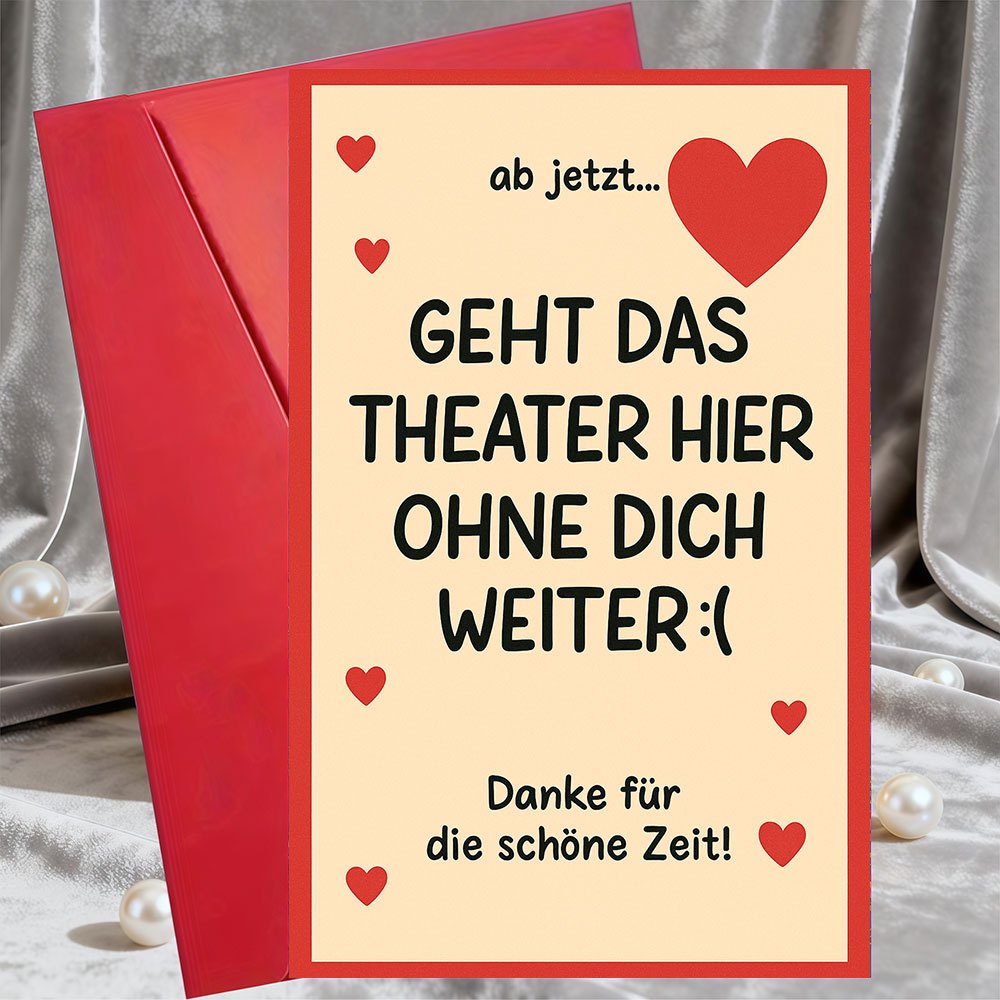 E-shop 1 Dankes- Abschiedskarte, geeignet für Freunde oder Kollegen, die die Theatergruppe verlassen | Drückt Dankbarkeit Traurigkeit aus, ideal für