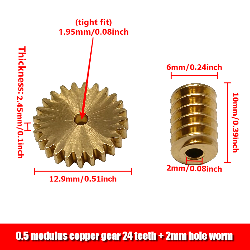 1 X 0,5 Modulio Varinis Pavarų Rinkinys + 1 X 2 mm Skylės Kirmėlinis Pavarų Rinkinys