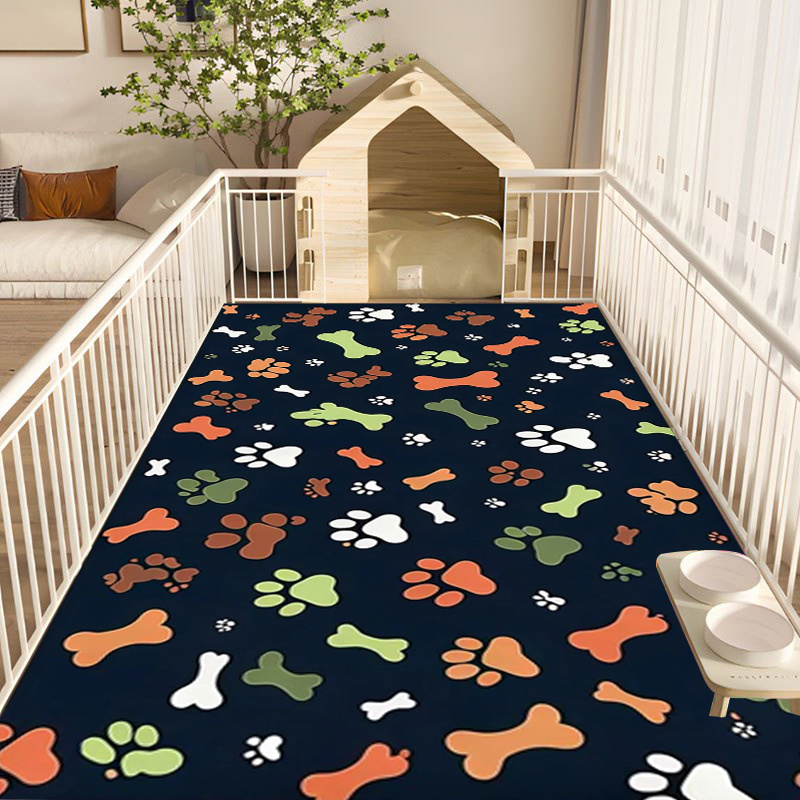 TEMU 1pc Bone And Paw Print Non-slip Quick-dry Washable Dog Bed Mat And Dog Nest Pad - Durable Fiber Bedding, Suitable For Large/small Dogs, Puppy