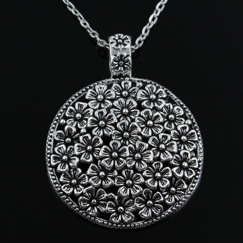 Image of Contemporary Disc Pendants With A Round Cross Chain, In Short And Long Styles, Suitable For Men And Women, Featuring A Silvery Hue, Perfect As A Jewelry Gift