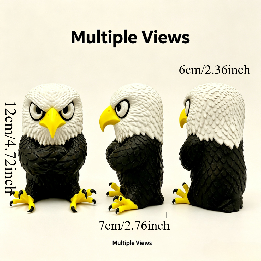 TEMU Funny Bald Eagle Statue, 12cm 3d Printed Pla Material Eagle Figurine, Cute Desktop Decor For Office Desk, Unique Patriotic Ornament & Novelty