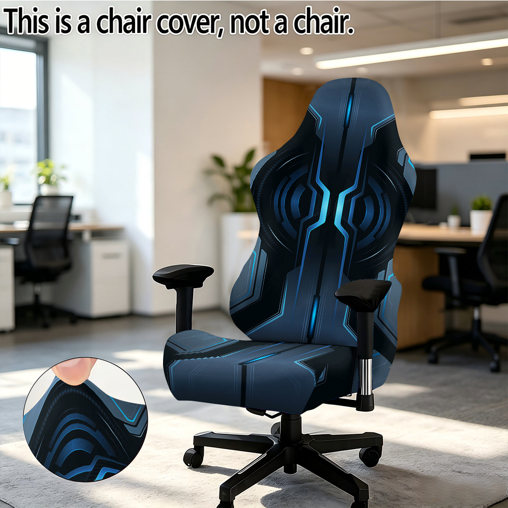 TEMU Juego de 1 funda para silla de ordenador con de geometría de tecnología mecánica, tela de fibra de leche con diseño elástico y desmontable,