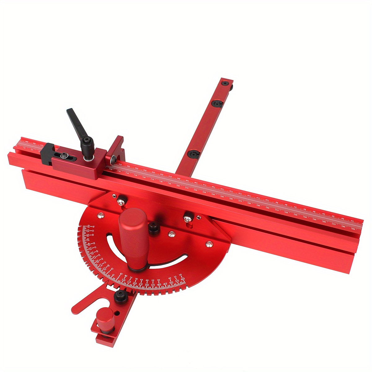 TEMU 1 Ensemble de jauge d'angle de 400 mm avec butée de rail pour guide de scie à table, poignée de poussée, guide de , assemblage de scie, règle de