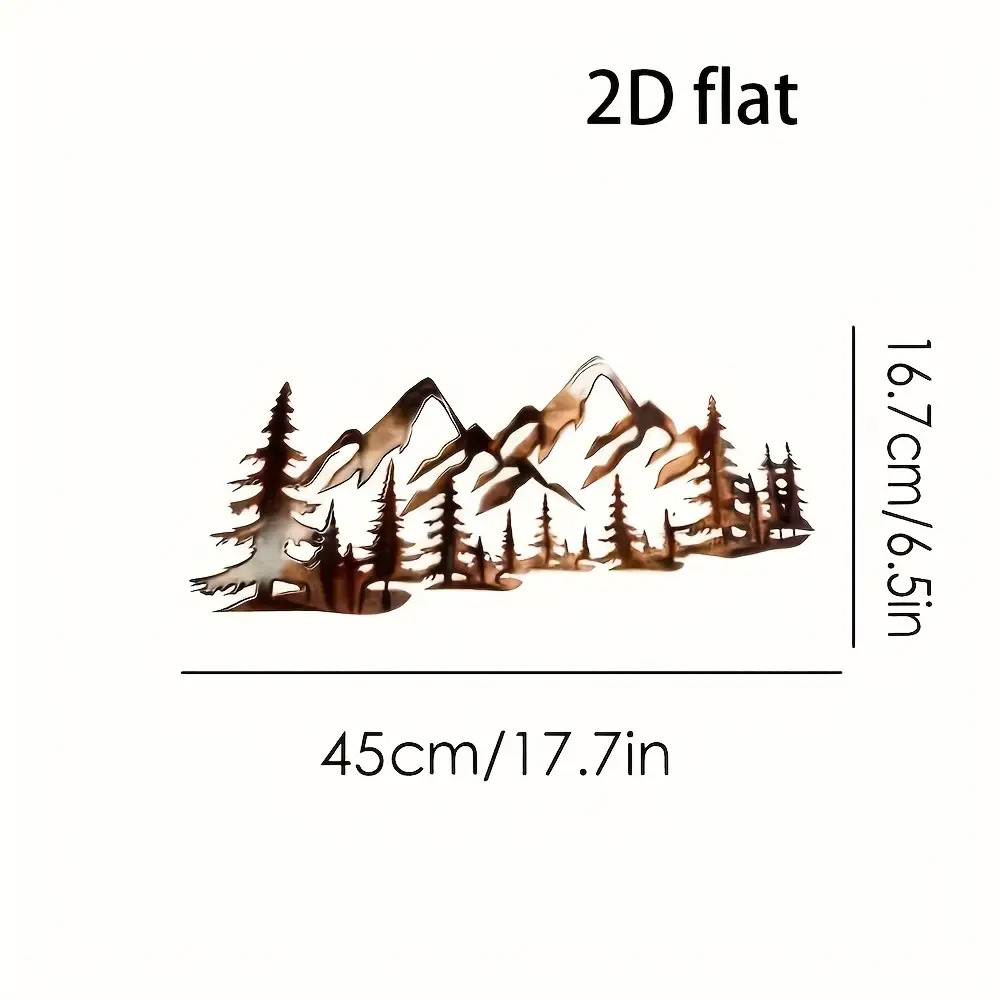 TEMU 2d Flat Tree And Mountain Landscape Metal Wall Decoration, Suitable For Home Interior, Living Room, Bedroom, Office Wall Decoration, Halloween,